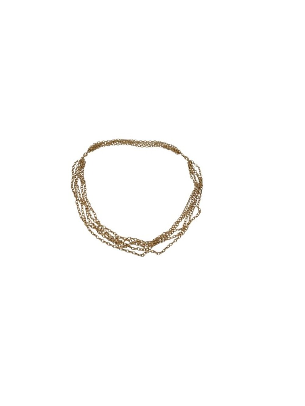 OT Stainless Steel Multi Strand Chain Link Necklace Gold Tone Layered Boho